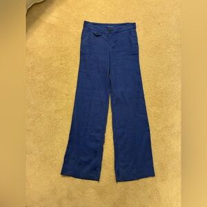 NWOT Anthropologie Level 99 Blue Wide-Leg Linen Pants, Size 27